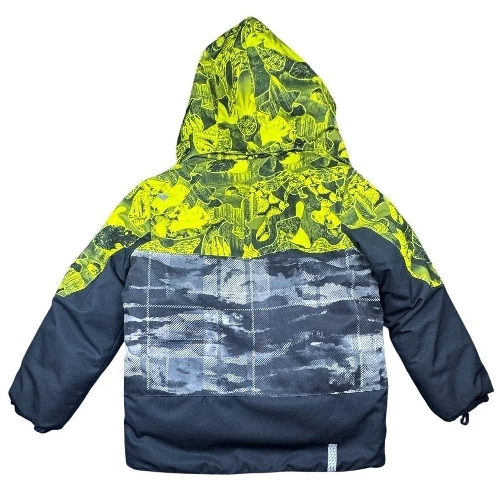 Obermeyer Boys Ski Snowboard Jacket I-Grow Hooded Insulated Black Green‎ 7 Retro - Picture 2 of 8